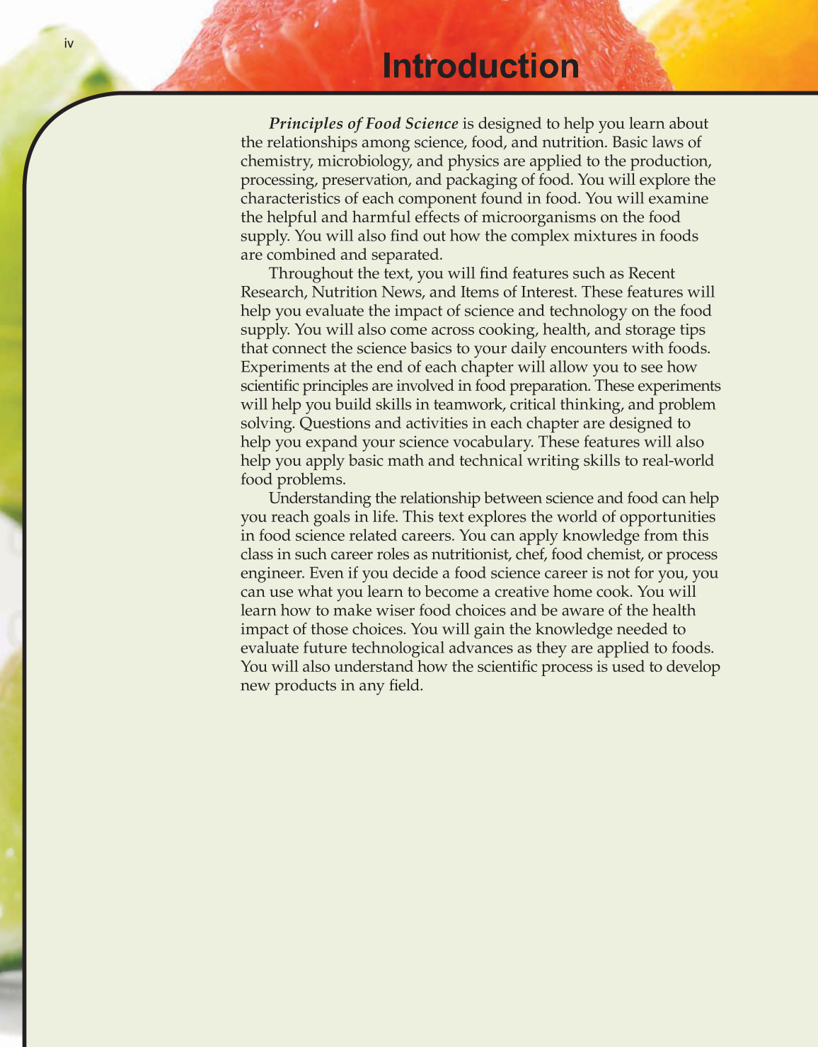 Principles of Food Science, 3rd Edition page iv
