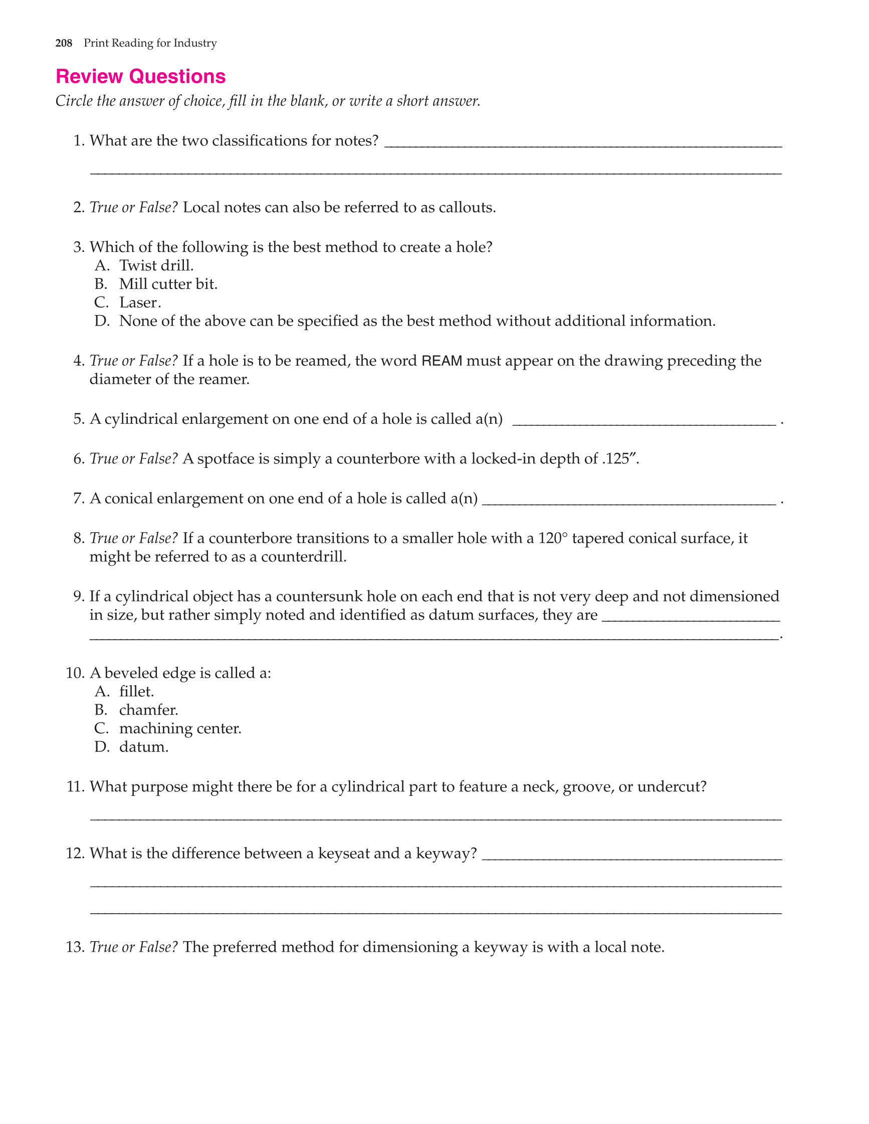 Print Reading for Industry, 9th Edition page 208