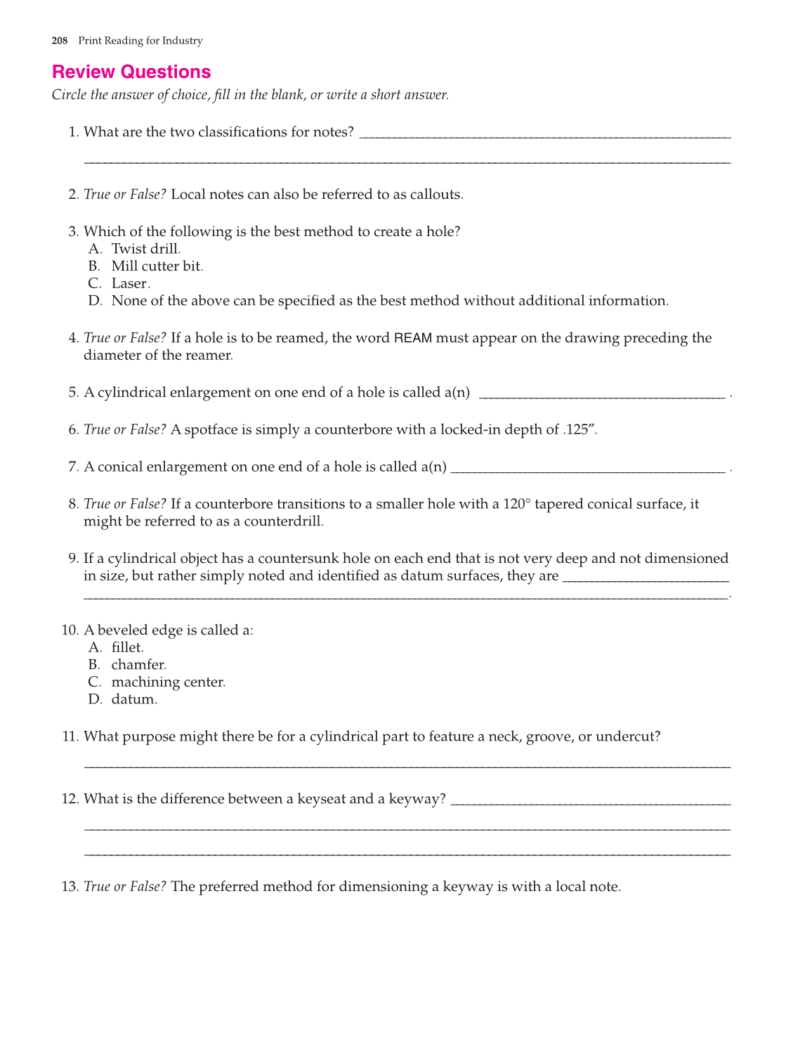 Print Reading for Industry, 9th Edition page 208