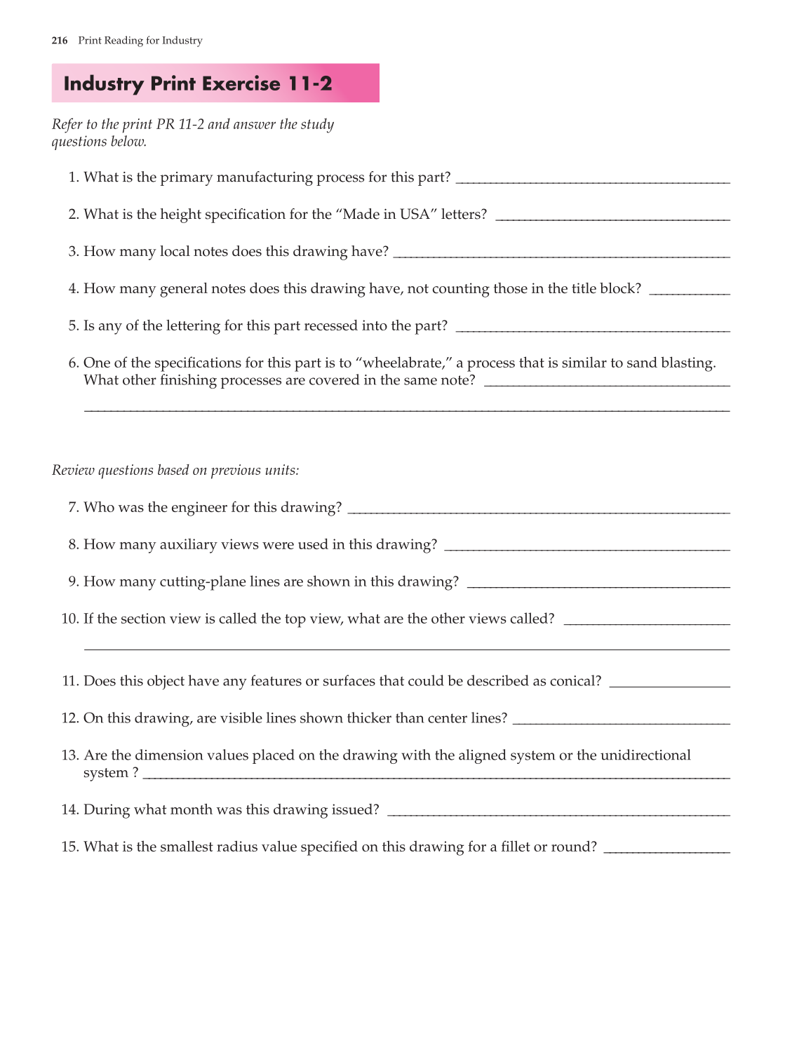 Print Reading for Industry, 9th Edition page 216