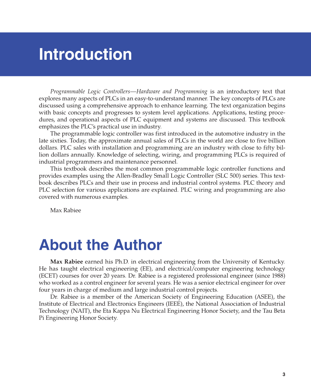 Programmable Logic Controllers, 3rd Edition page 3