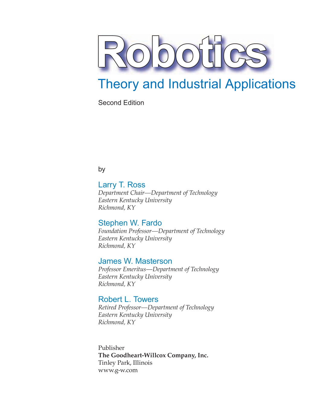 Robotics: Theory and Industrial Applications, 2nd Edition page 1