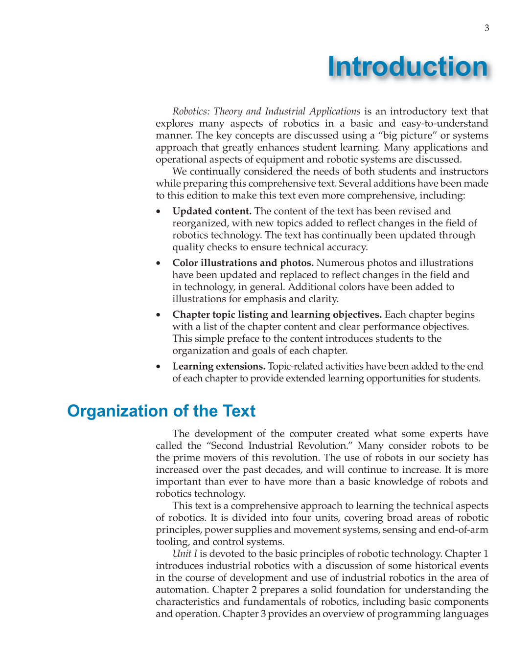 Robotics: Theory and Industrial Applications, 2nd Edition page 3