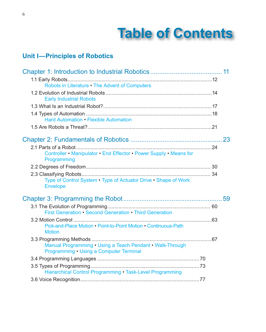 Robotics: Theory and Industrial Applications, 2nd Edition page 6