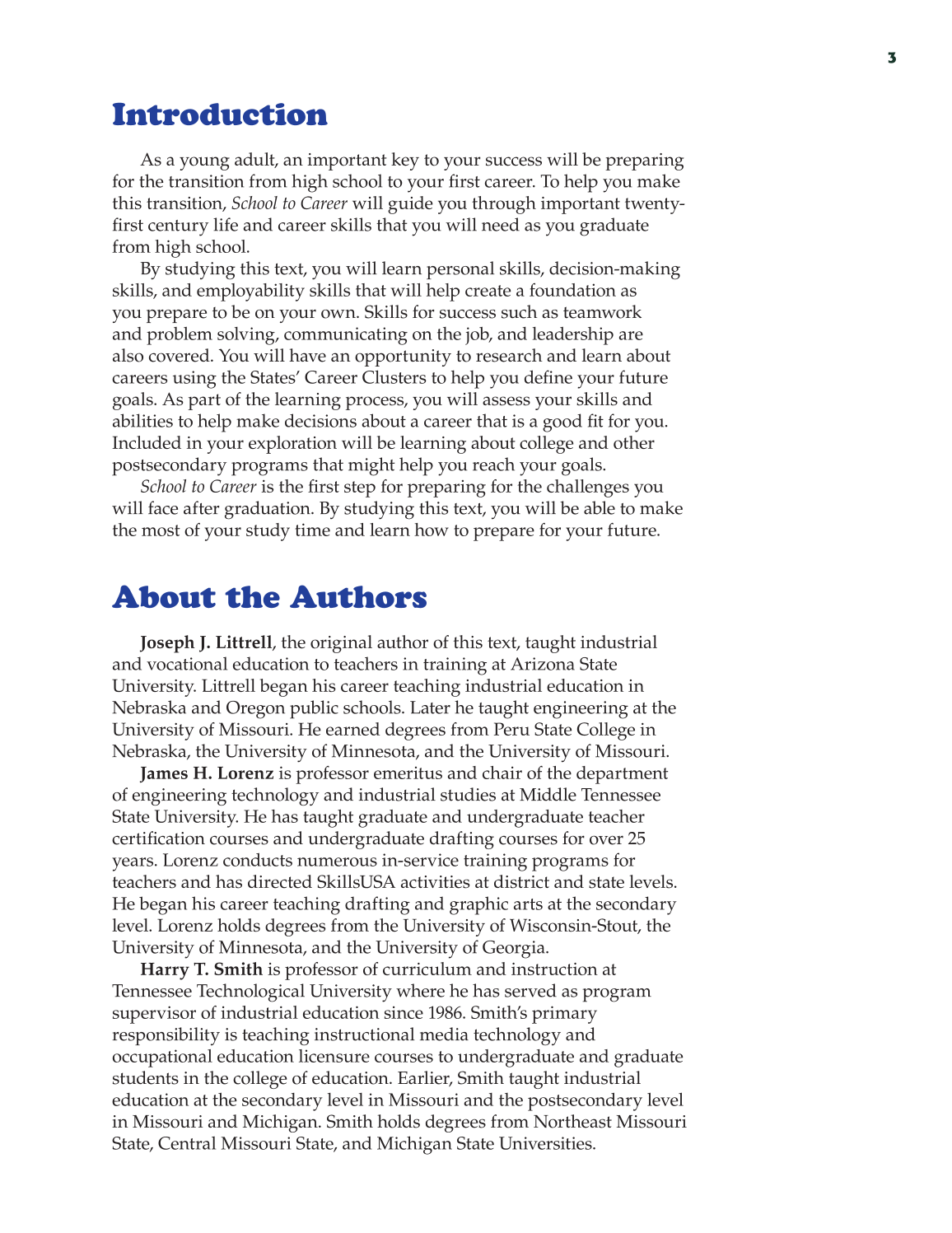 School to Career, 9th Edition page 3