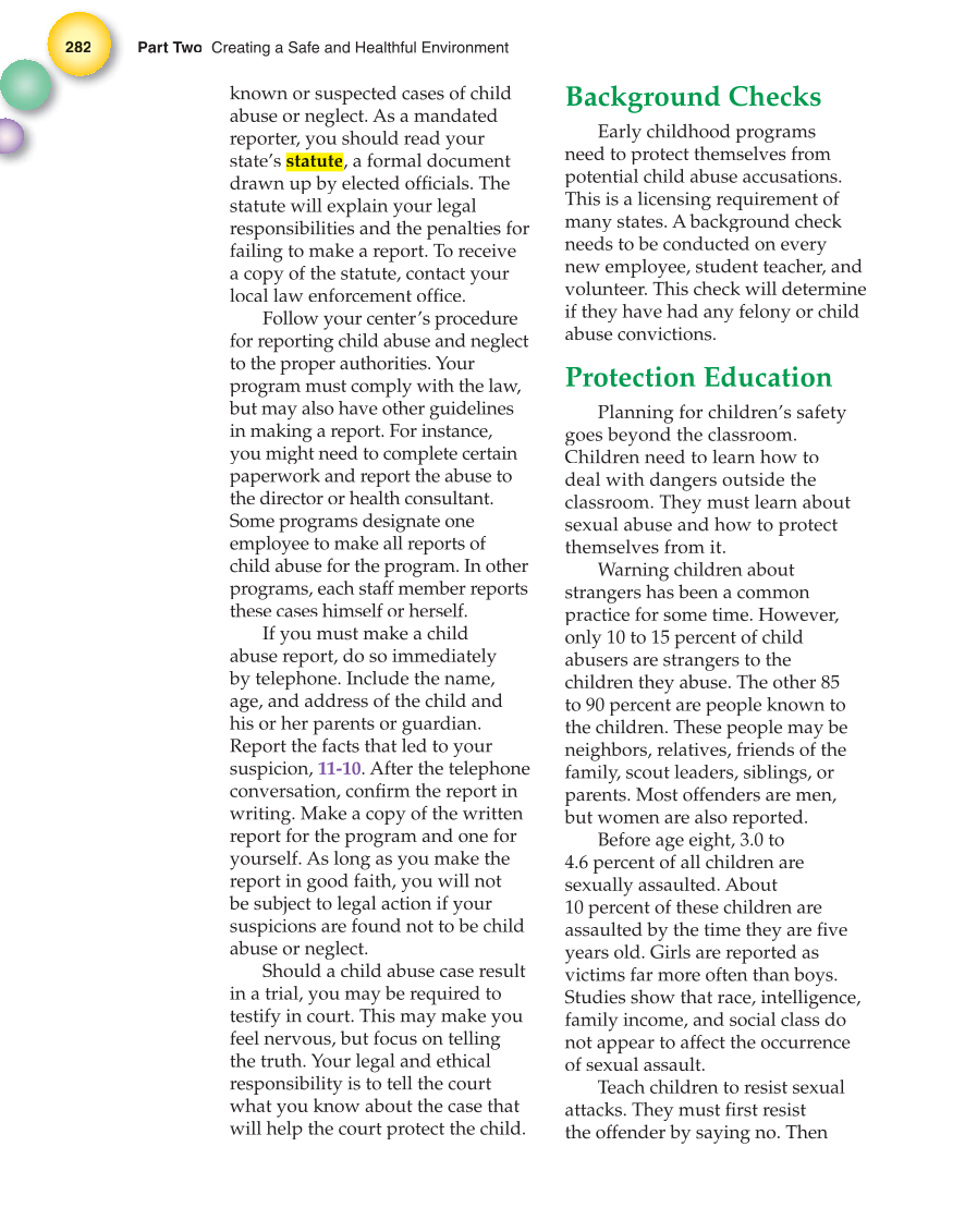 Working with Young Children, 7th Edition page 282