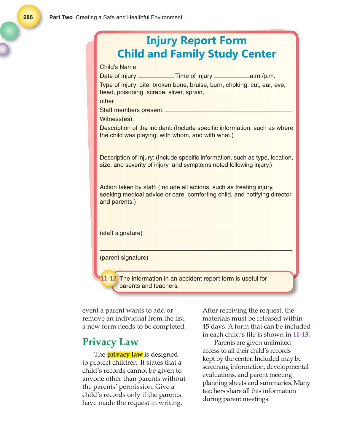 Working with Young Children, 7th Edition page 286