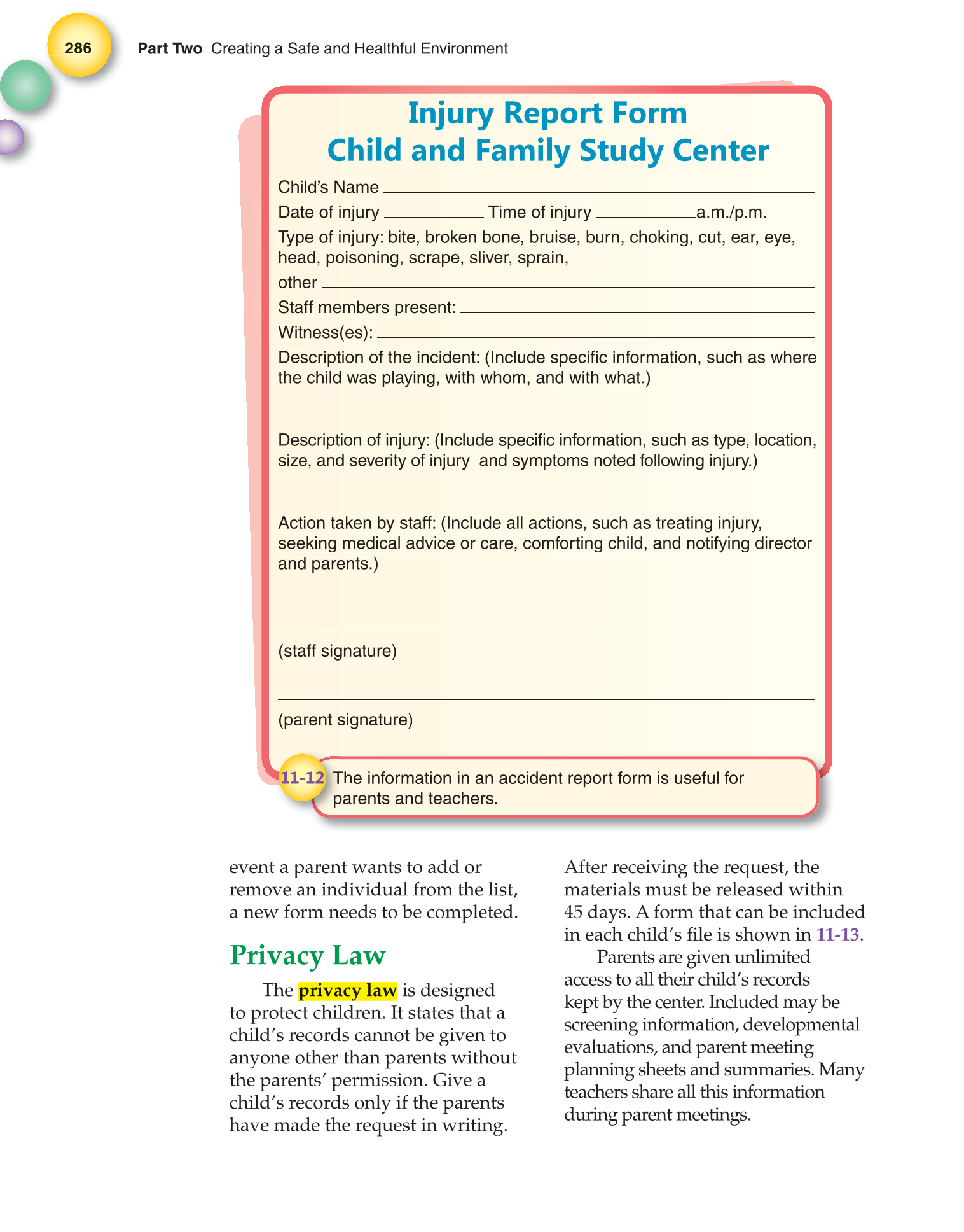 Working with Young Children, 7th Edition page 286