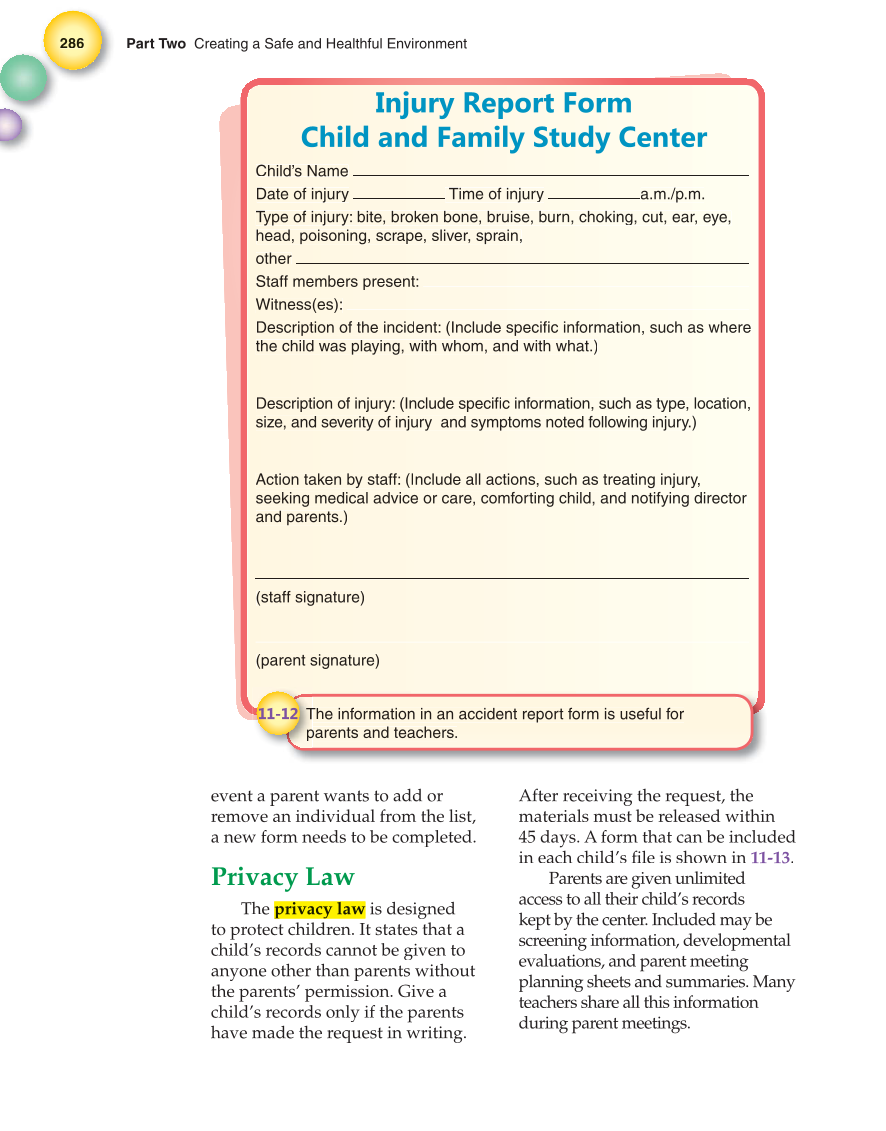 Working with Young Children, 7th Edition page 286