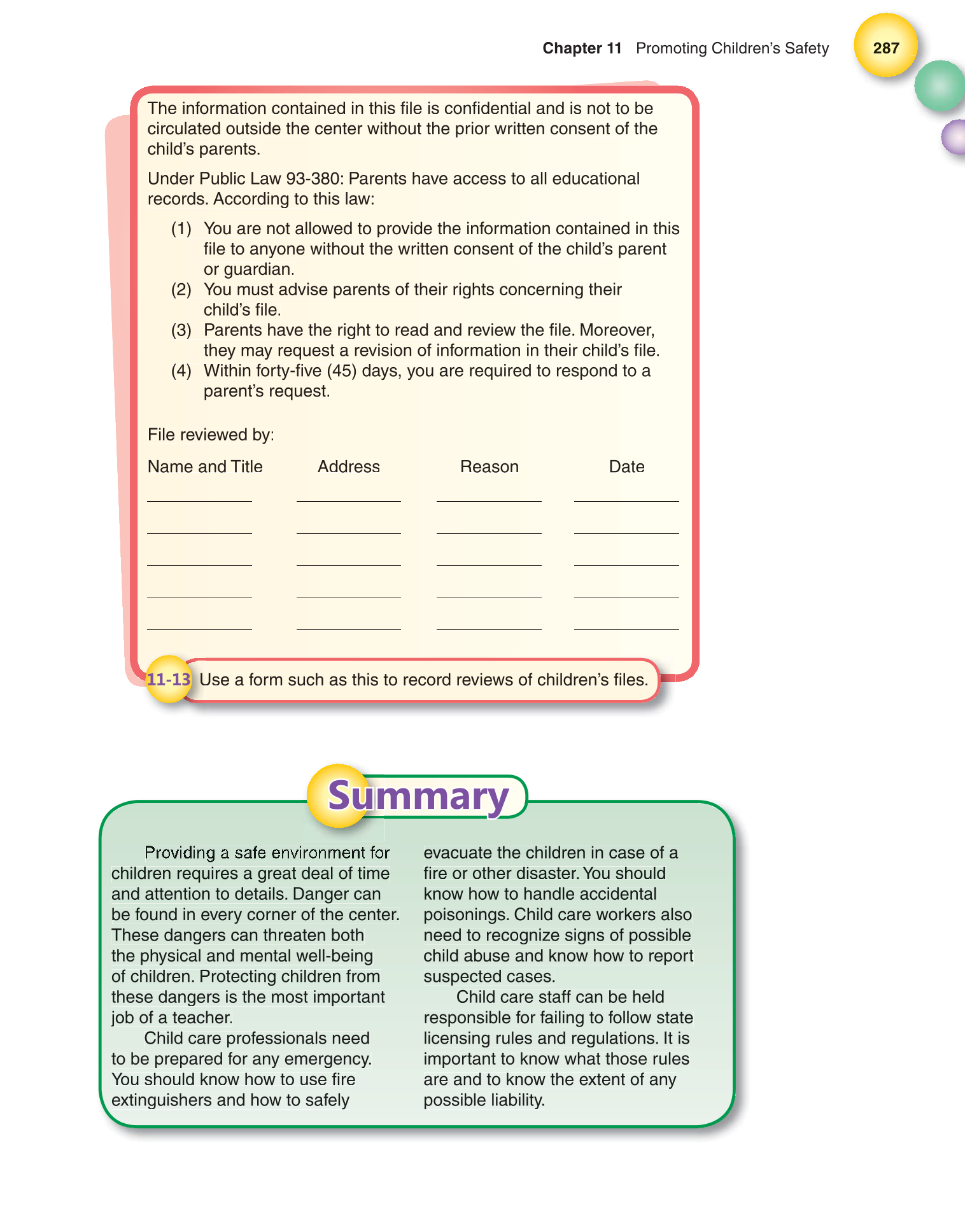 Working with Young Children, 7th Edition page 287