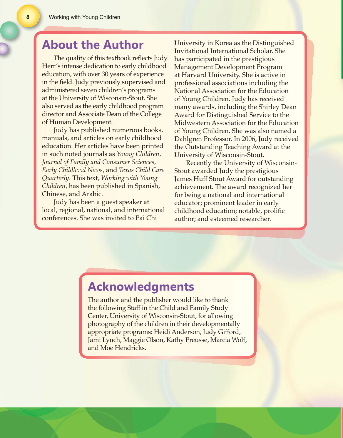 Working with Young Children, 7th Edition page 8