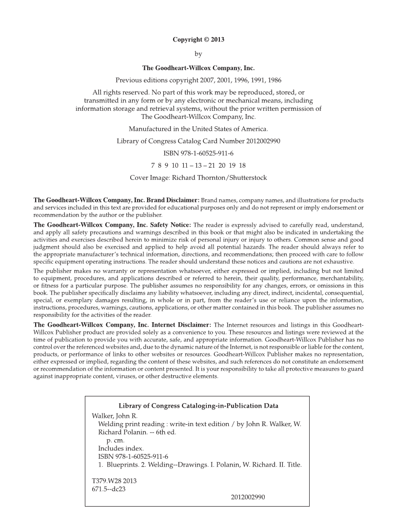 Welding Print Reading, 6th Edition page 2