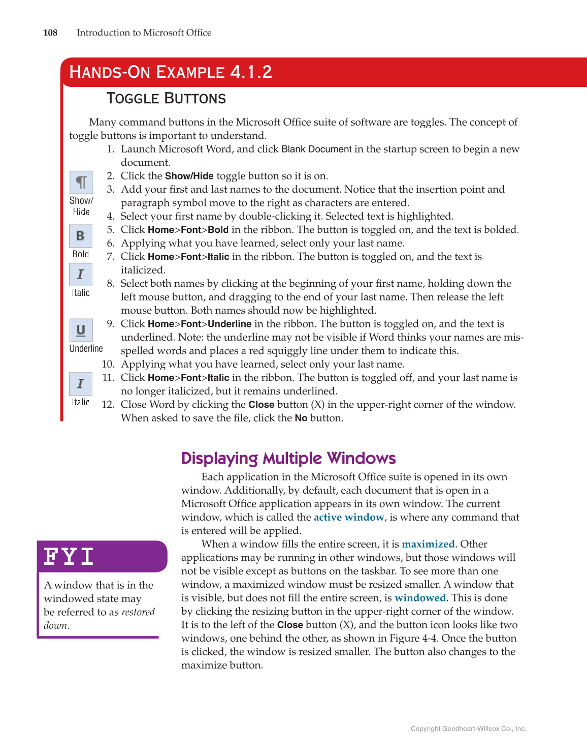 Introduction to Microsoft Office 2016, 1st Edition page 108