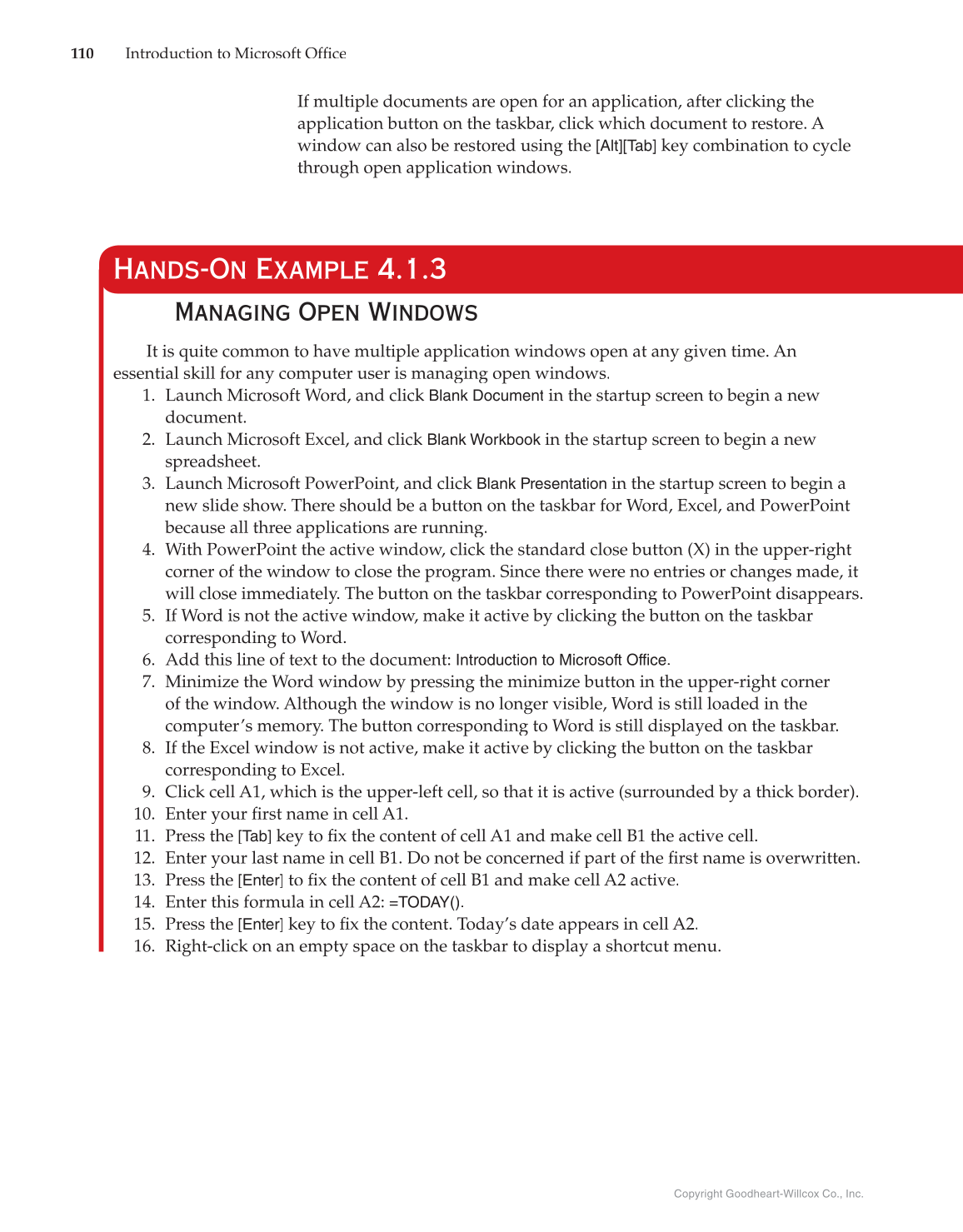 Introduction to Microsoft Office 2016, 1st Edition page 110