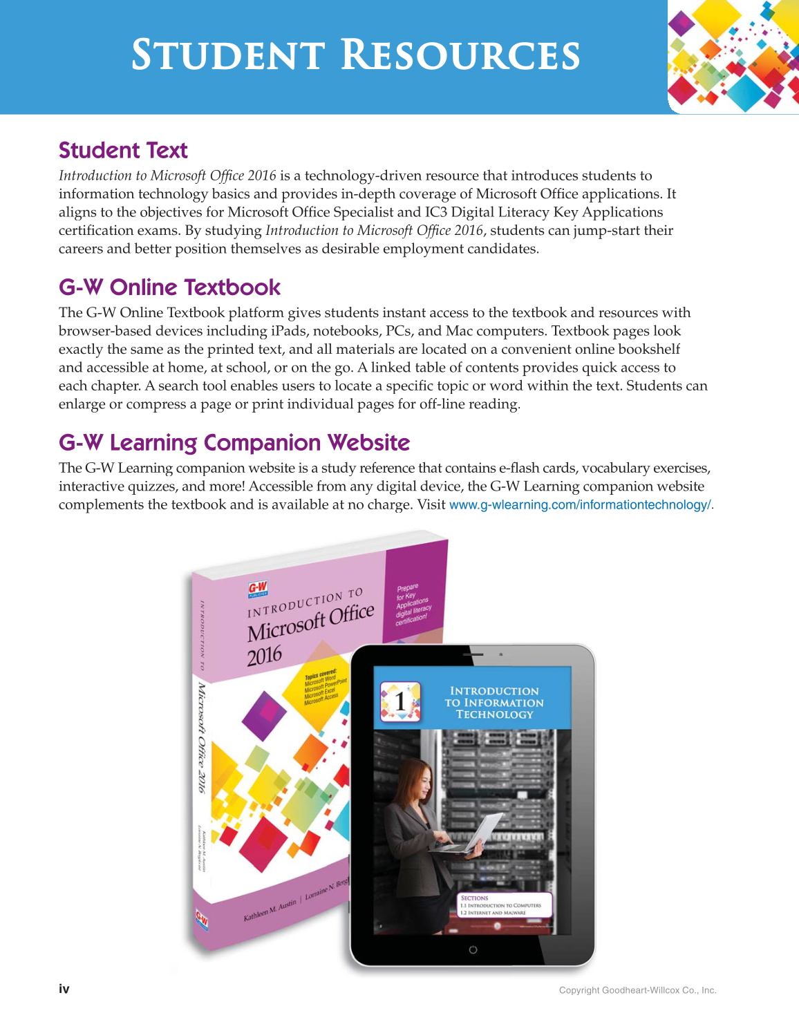 Introduction to Microsoft Office 2016, 1st Edition page iv