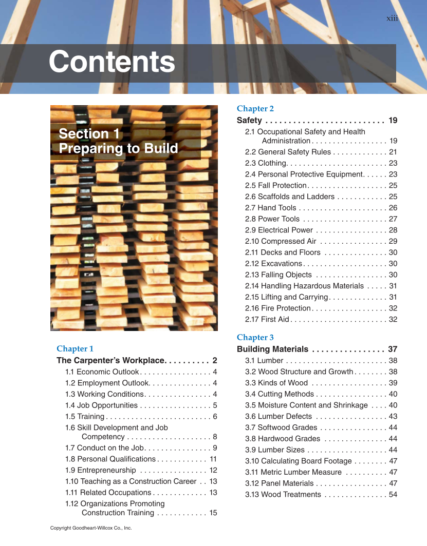 Modern Carpentry, 12th Edition page xii