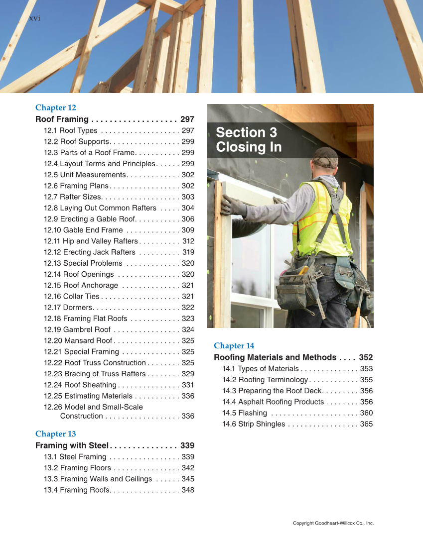 Modern Carpentry, 12th Edition page xvi