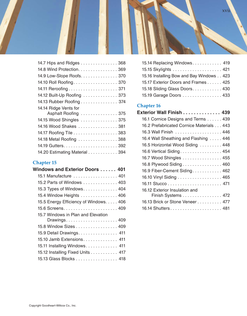 Modern Carpentry, 12th Edition page xvii