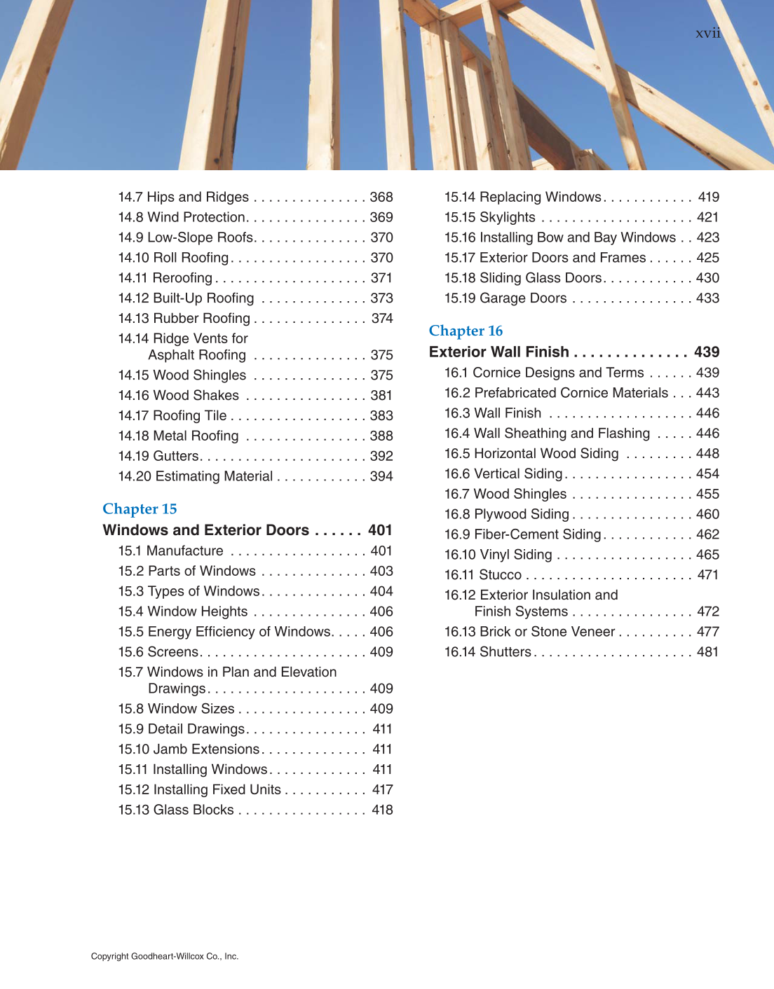 Modern Carpentry, 12th Edition page xvii