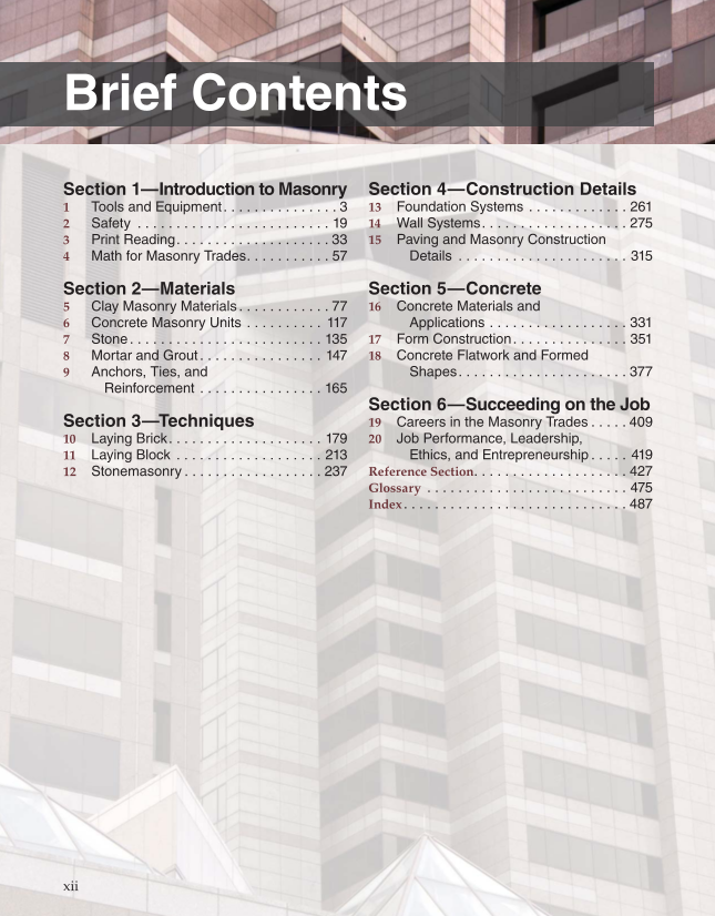 Modern Masonry: Brick, Block, Stone, 8th Edition page xii