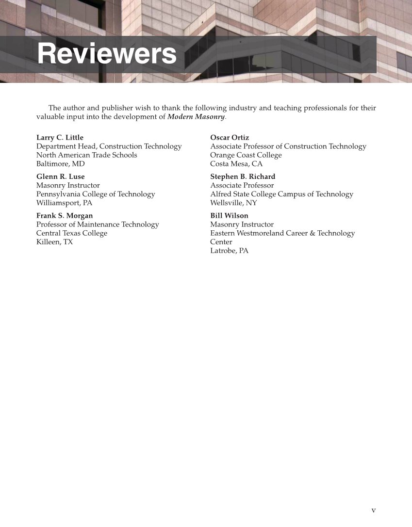 Modern Masonry: Brick, Block, Stone, 8th Edition page v