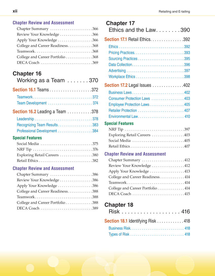 Retailing and E-tailing, 1st Edition page xii