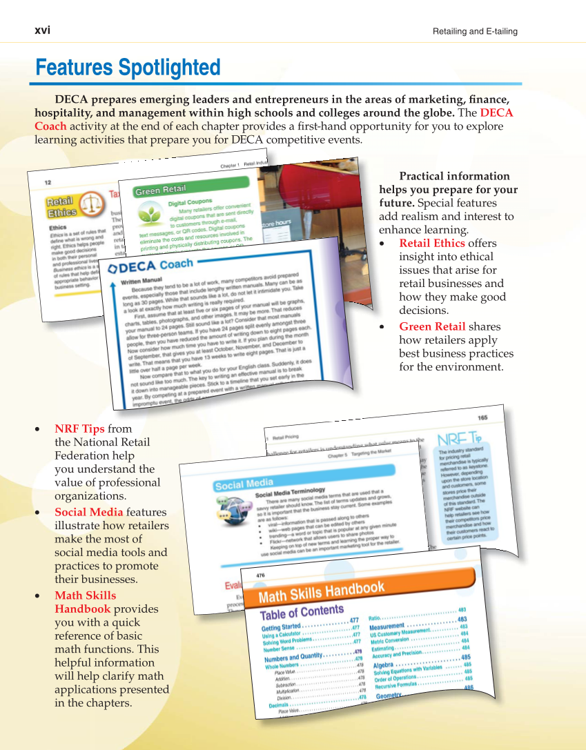 Retailing and E-tailing, 1st Edition page xvi