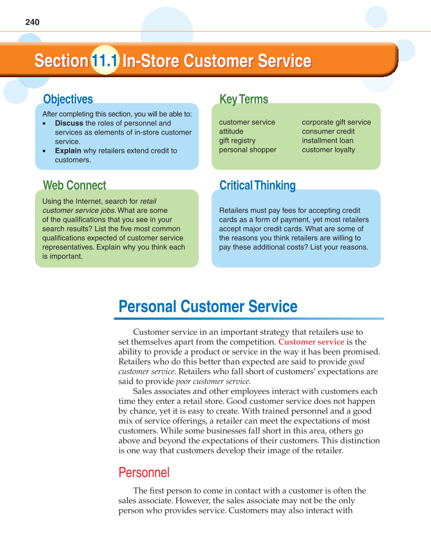 Retailing and E-tailing, 1st Edition page 240
