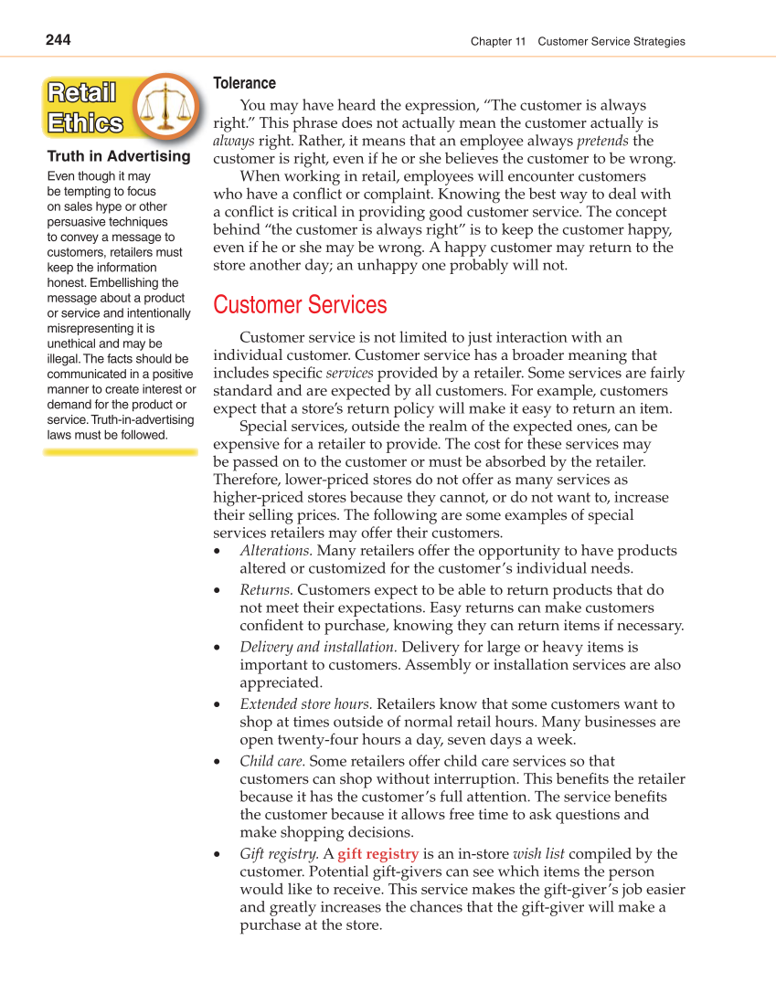 Retailing and E-tailing, 1st Edition page 244