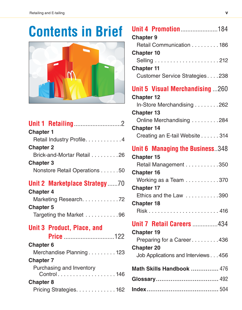 Retailing and E-tailing, 1st Edition page v