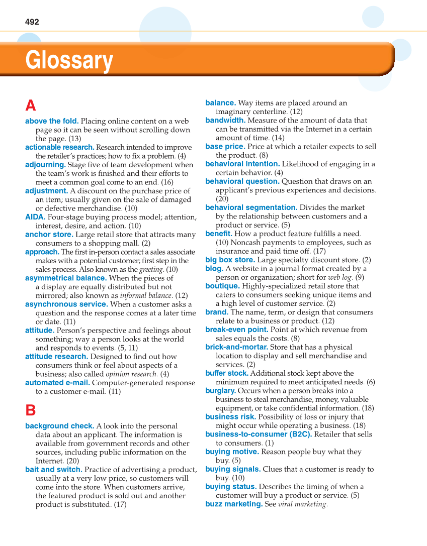 Retailing and E-tailing, 1st Edition page 492