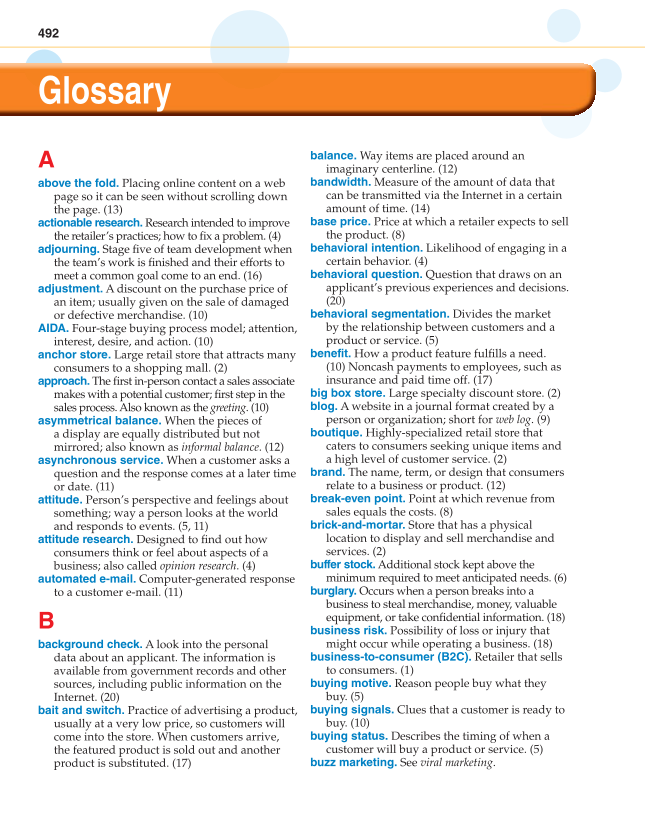 Retailing and E-tailing, 1st Edition page 492