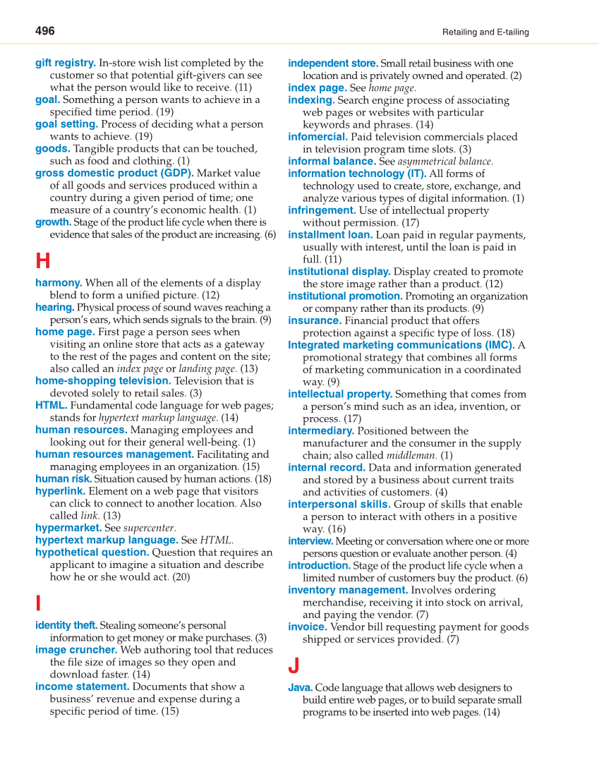 Retailing and E-tailing, 1st Edition page 496