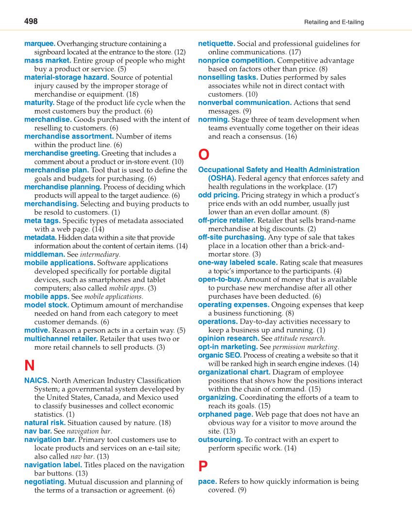 Retailing and E-tailing, 1st Edition page 498