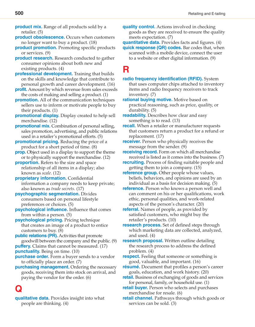 Retailing and E-tailing, 1st Edition page 500