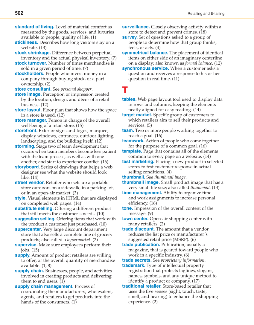 Retailing and E-tailing, 1st Edition page 502