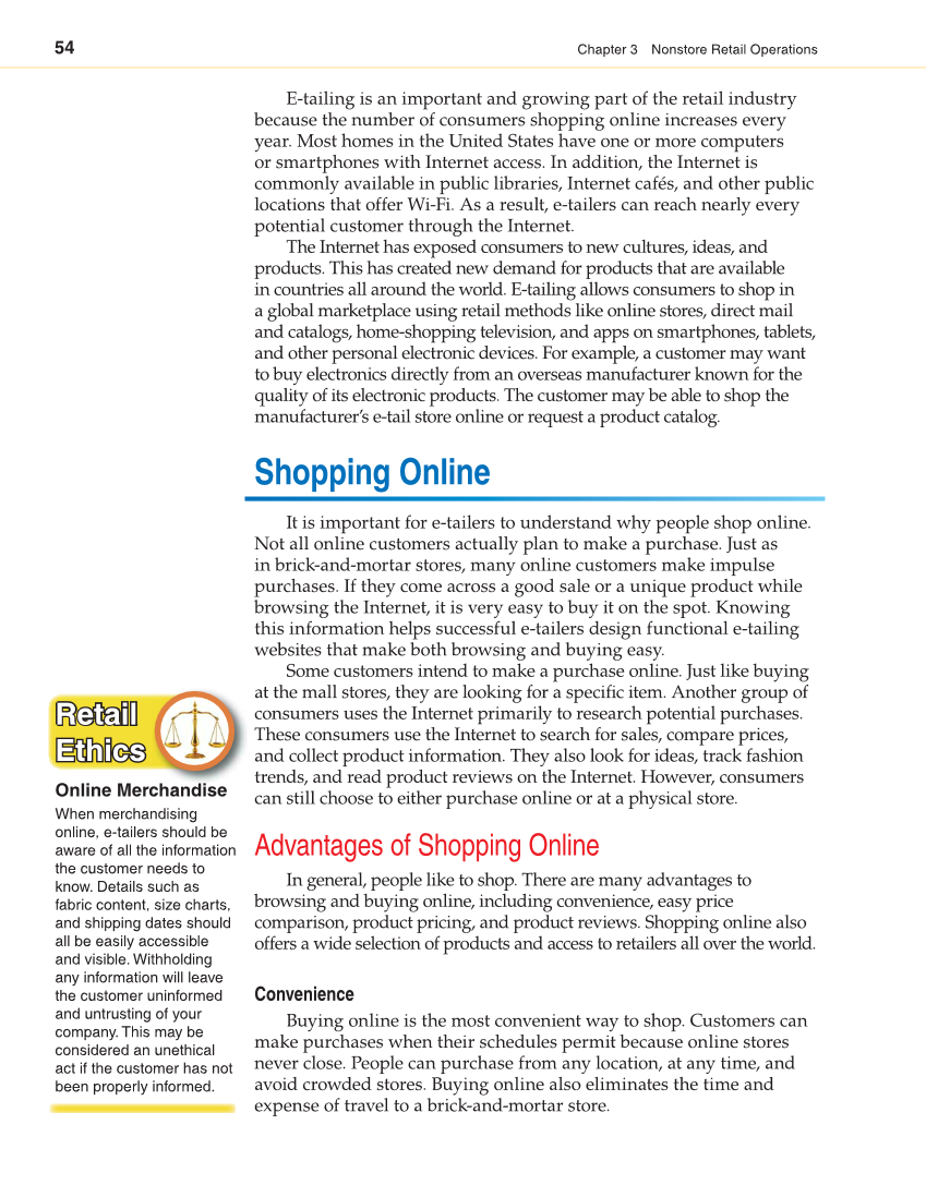 Retailing and E-tailing, 1st Edition page 54