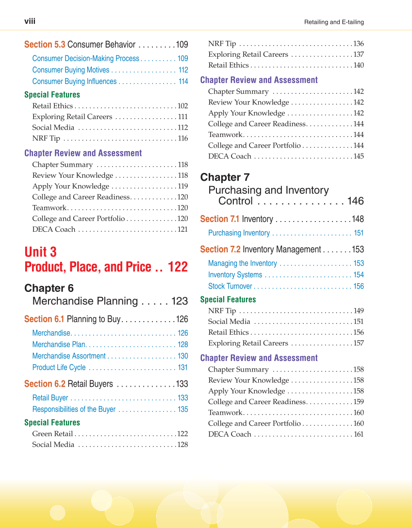 Retailing and E-tailing, 1st Edition page viii