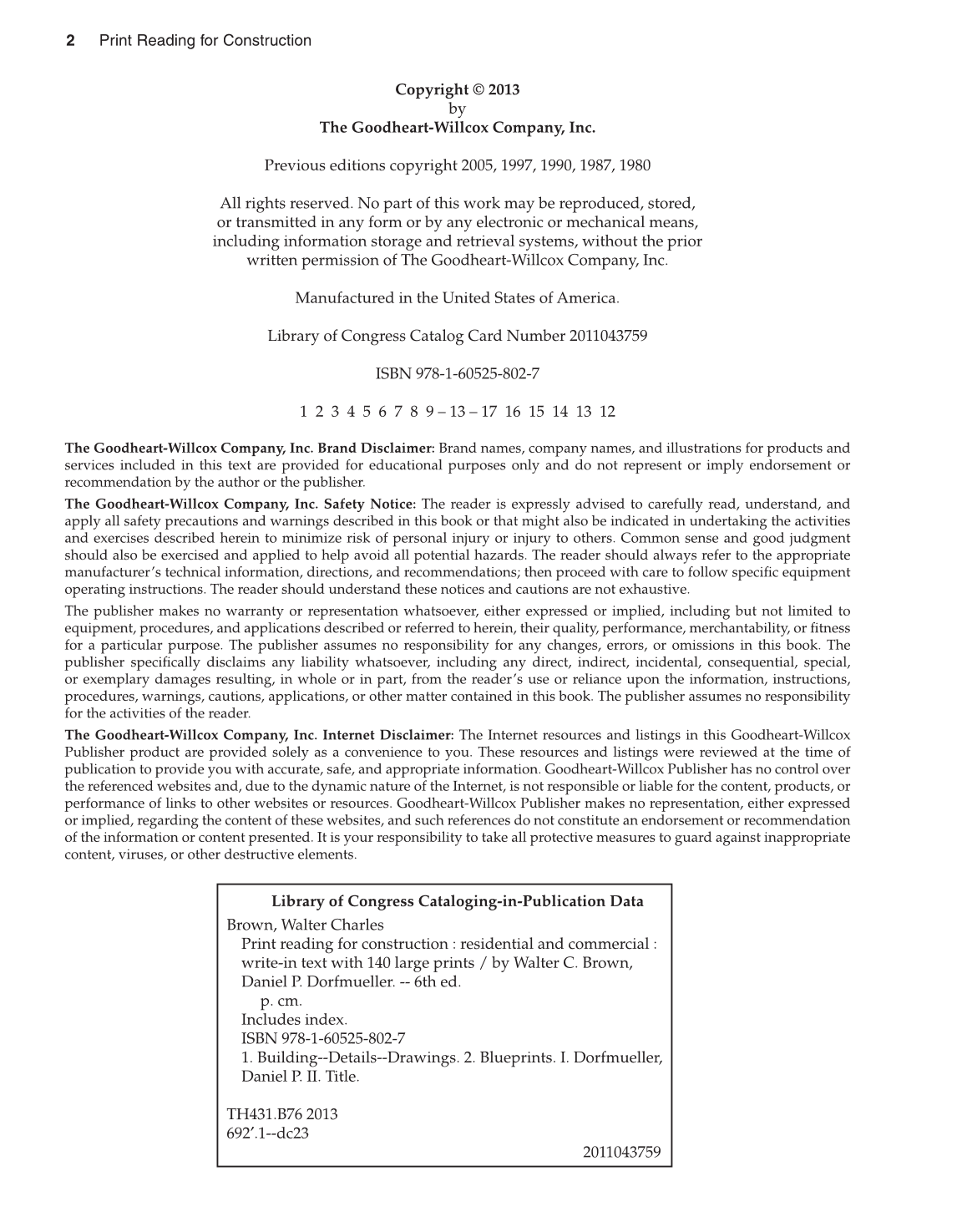 Print Reading for Construction, 6th Edition page 2