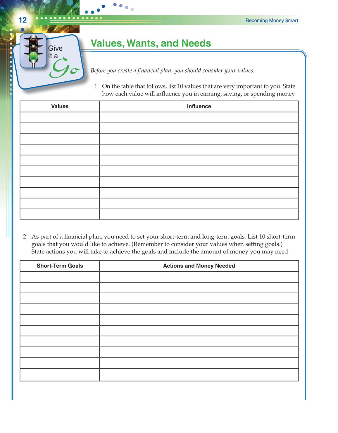 Becoming Money $mart: A Simulation for Financial Decision Making, 1st Edition page 12