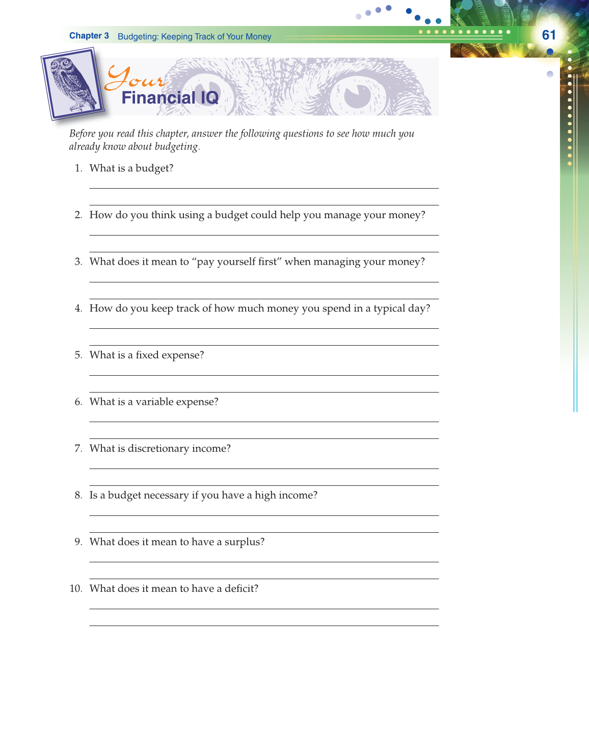 Becoming Money $mart: A Simulation for Financial Decision Making, 1st Edition page 61