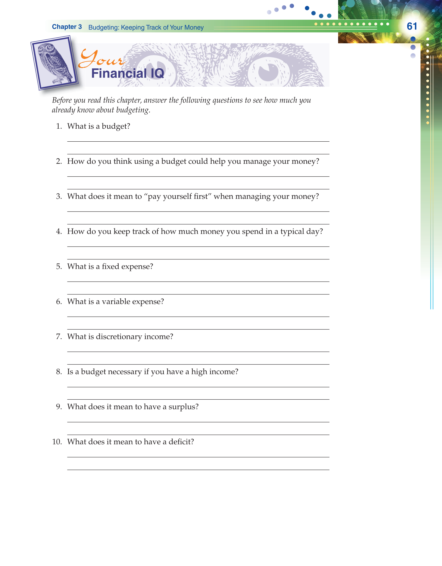 Becoming Money $mart: A Simulation for Financial Decision Making, 1st Edition page 61