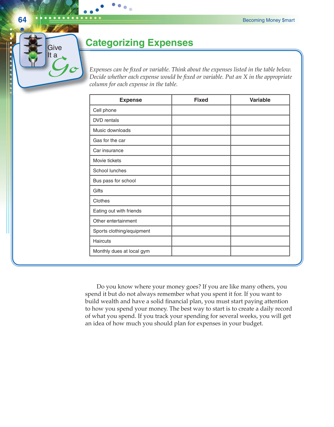 Becoming Money $mart: A Simulation for Financial Decision Making, 1st Edition page 64