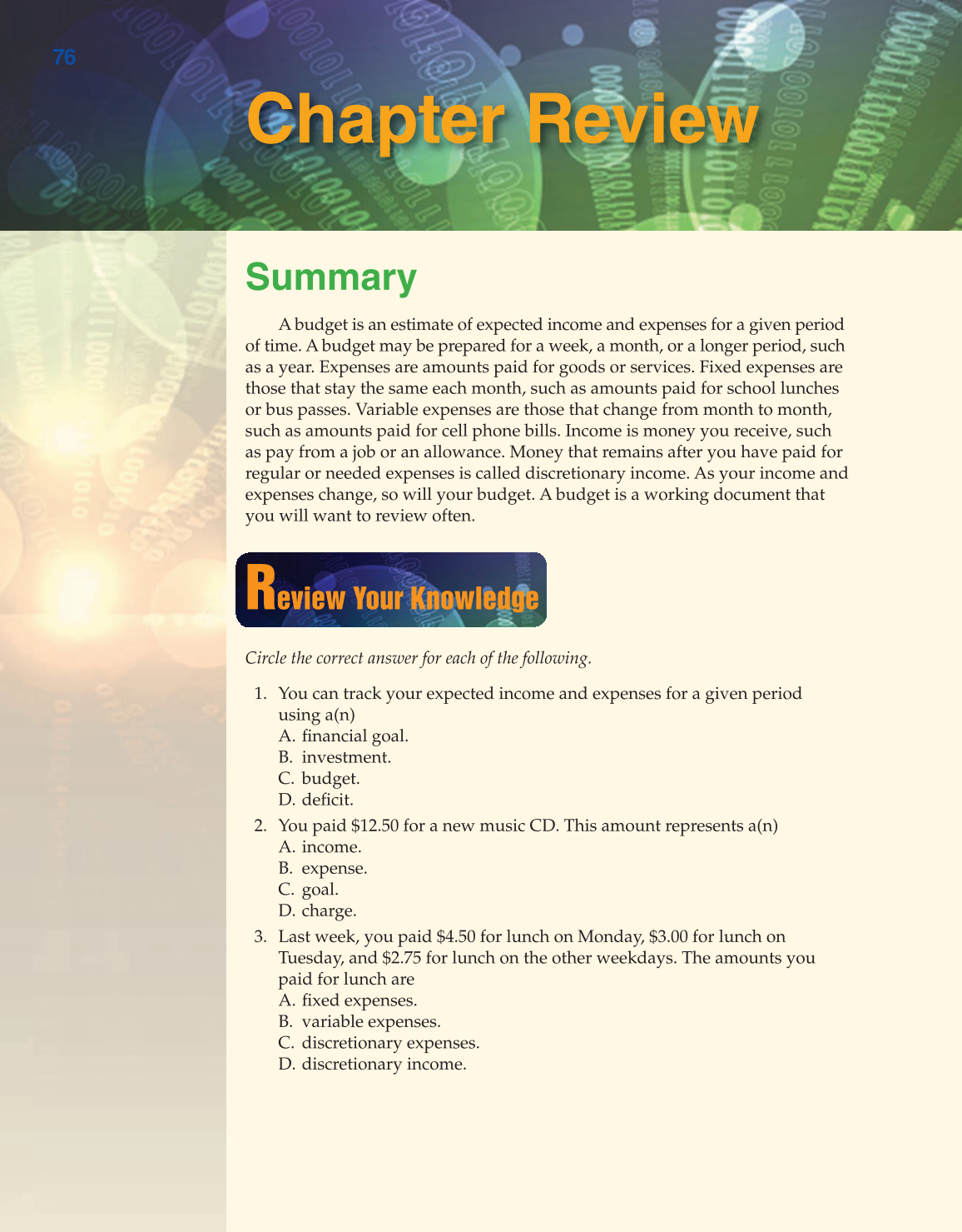 Becoming Money $mart: A Simulation for Financial Decision Making, 1st Edition page 76