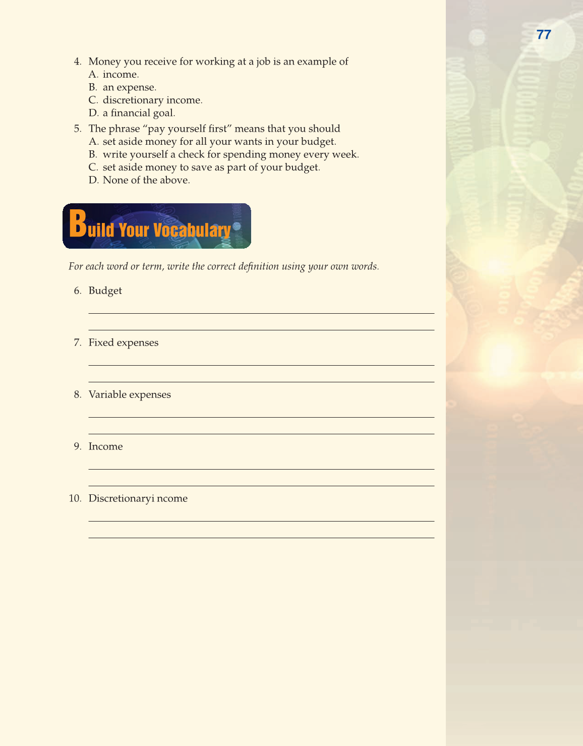 Becoming Money $mart: A Simulation for Financial Decision Making, 1st Edition page 77