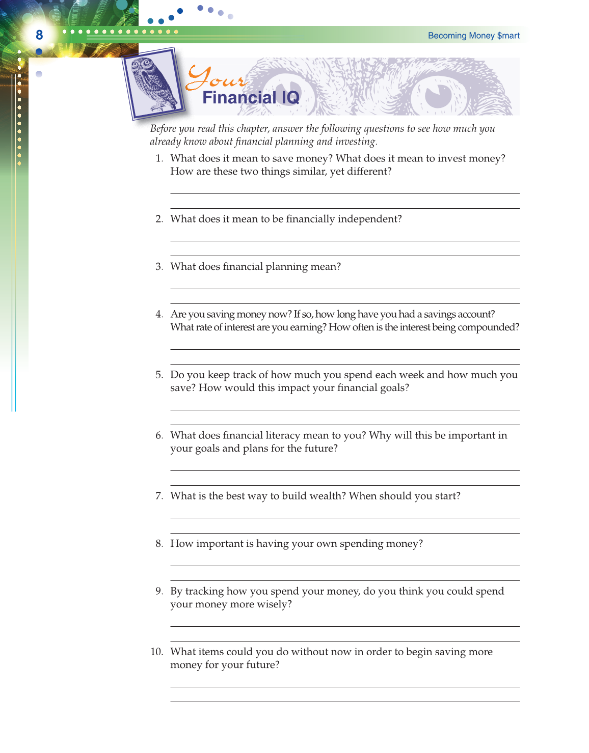 Becoming Money $mart: A Simulation for Financial Decision Making, 1st Edition page 8