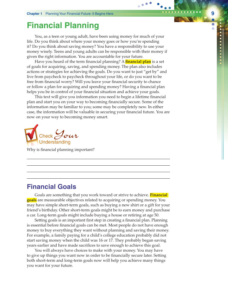Becoming Money $mart: A Simulation for Financial Decision Making, 1st Edition page 9