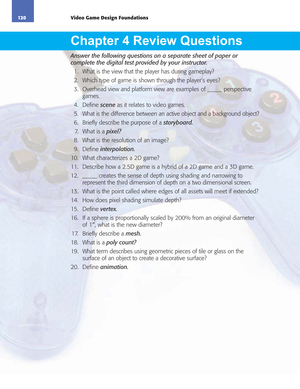 Video Game Design Foundations, 1st Edition page 120