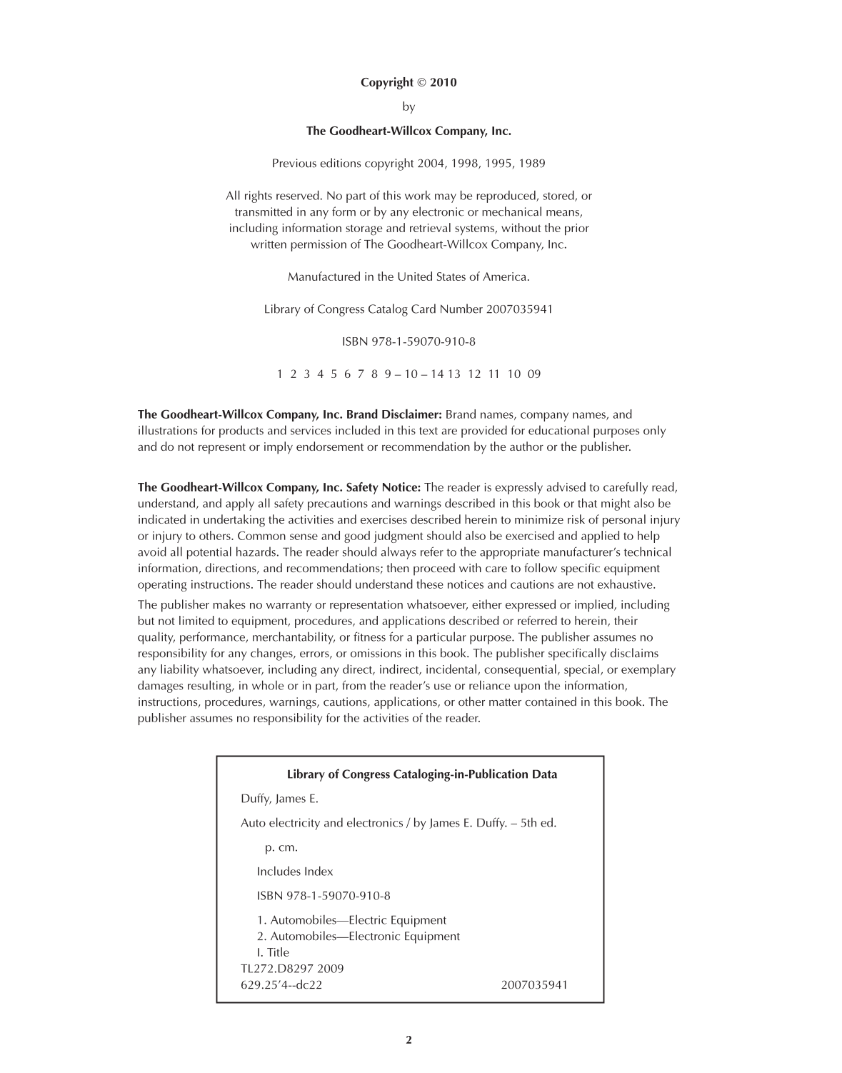 Auto Electricity and Electronics, A6, 5th Edition page 2