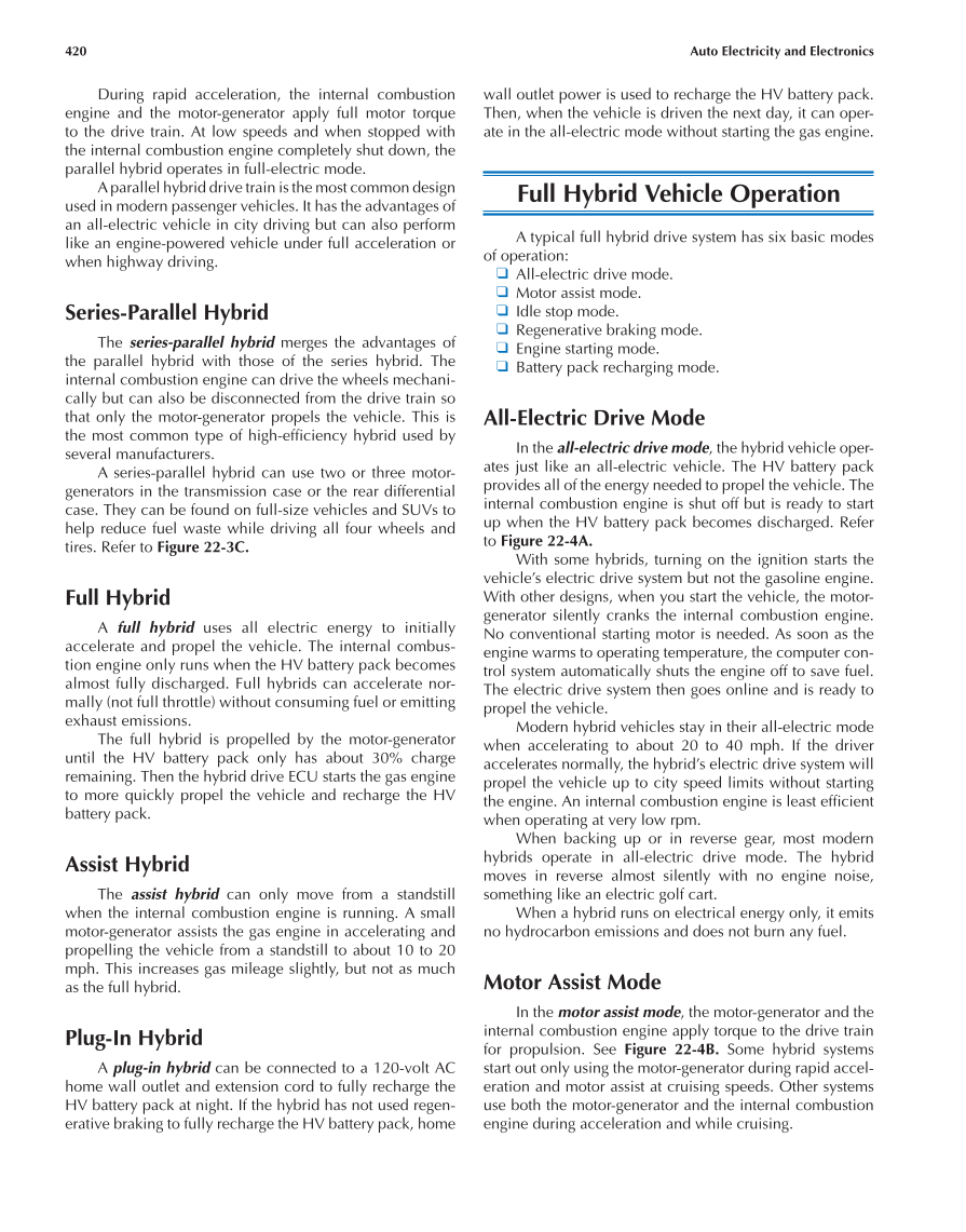 Auto Electricity and Electronics, A6, 5th Edition page 420